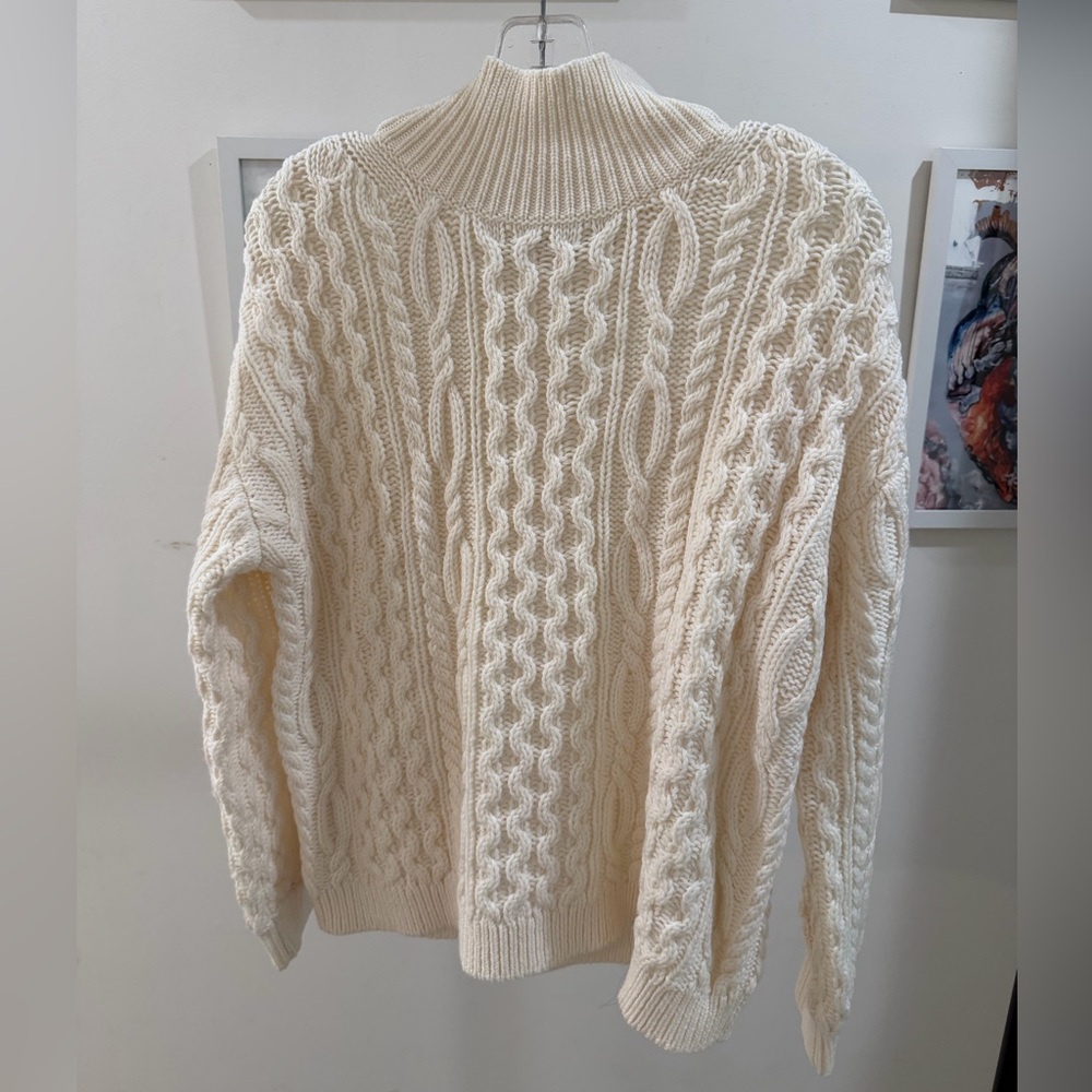 Alice + Olivia Cream Cable Knit Kenny Mockneck Sweater - Picture 2 of 4